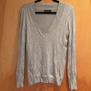 Express gray long sleeve V neck